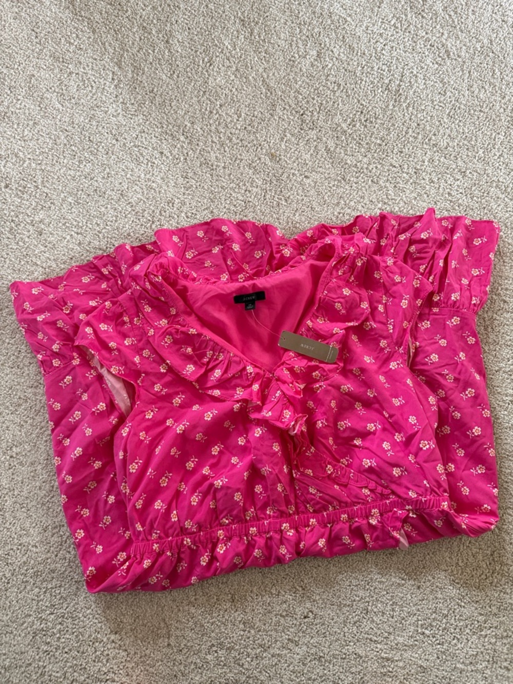 J. Crew Vibrant Hot Pink Floral Lined Dress - Picture 3 of 8